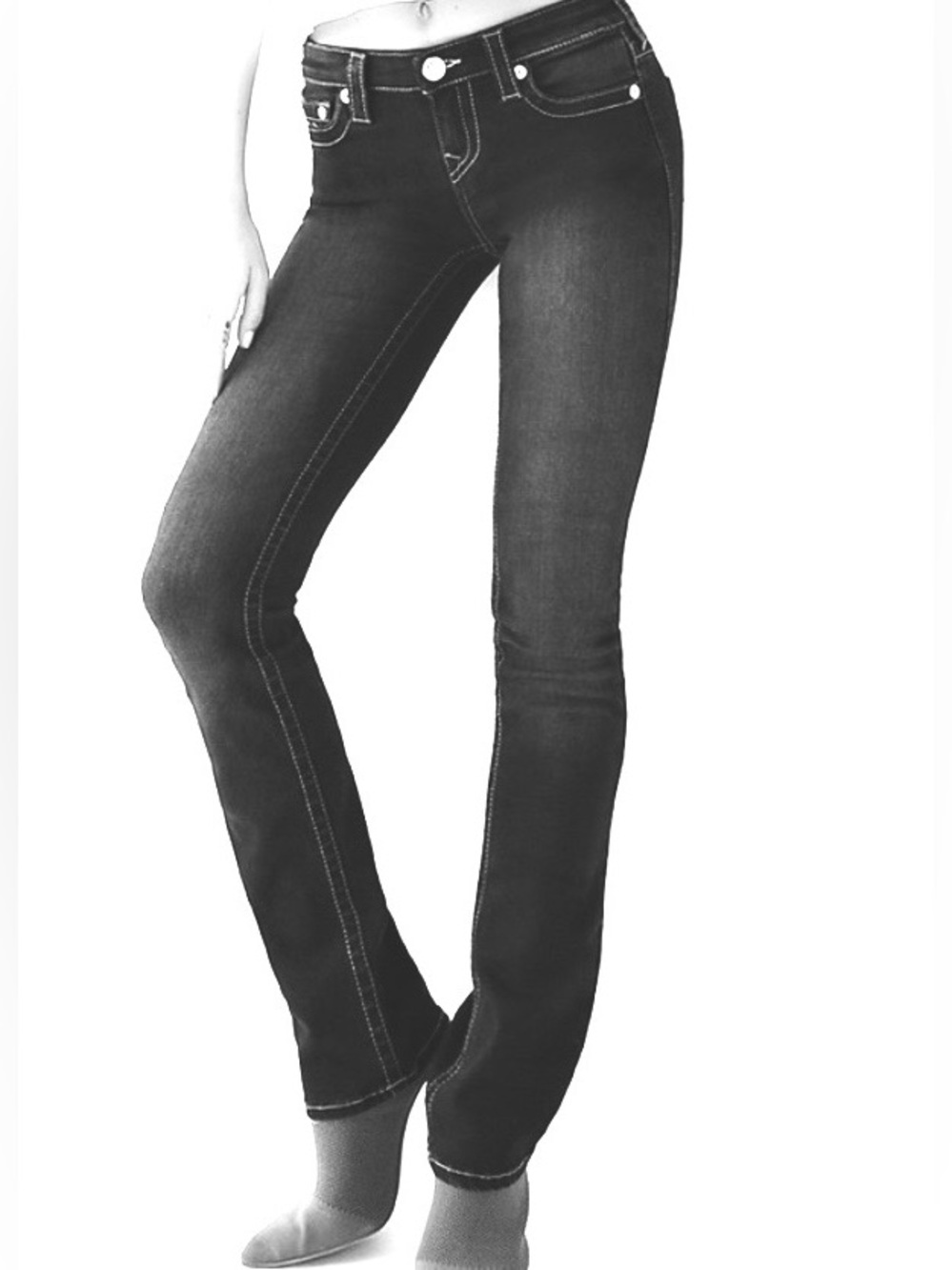 True Religion BillyJeans Straight Women's Size 26 Washed Black Made In Usa